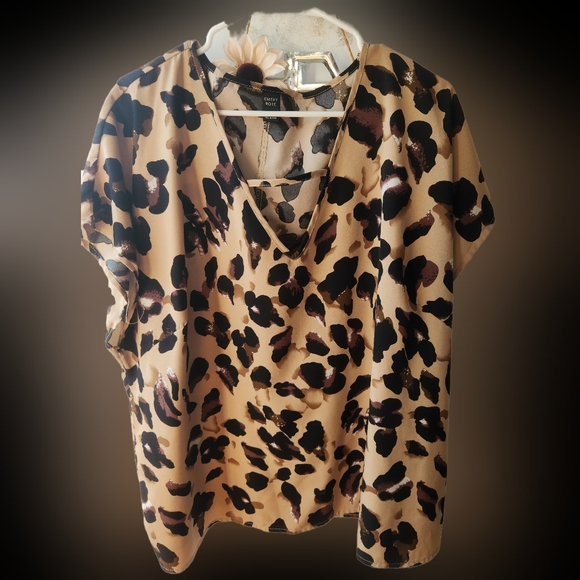 Leopard Print V-Neck Blouse - Picture 1 of 2